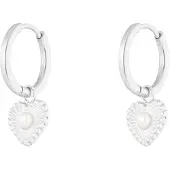 Yehwang Oorbellen Hartje Parel - Zilver