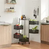 En.casa Keukentrolley Sunndal met 5 manden 94,5x27x27 cm zwart