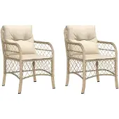 vidaXL Tuinstoelen met kussens, 2 stuks. Beige, van polyrotan