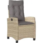 vidaXL Tuinstoel verstelbaar met kussens poly rattan gemengd beige