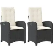vidaXL Tuinstoelen 2 st verstelbaar met kussens poly rattan zwart