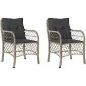 vidaXL Tuinstoelen met kussens, 2 stuks, lichtgrijs, polyrotan