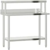 vidaXL Keukenwerktafel met bovenschap 110x55x120 cm roestvrij staal