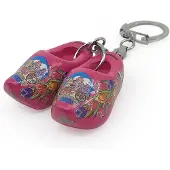 Matix 12 stuks sleutelhanger klomp dubbel 4 cm Amsterdam donker roze