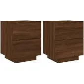 vidaXL Nachtkastjes met LED 2 st bewerkt hout bruin eikenkleur