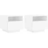 vidaXL Nachtkastjes met LED-verlichting 2 st 40x39x37 cm wit