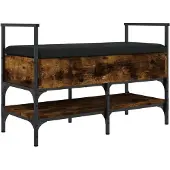 vidaXL Schoenenbank 85,5x42x57,5 cm bewerkt hout gerookt eikenkleurig