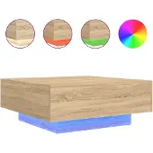 DKD Home Decor Salontafel met LED-verlichting 80x80x31 cm sonoma eikenkleurig