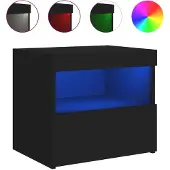 vidaXL Nachtkastje met LED-verlichting 50x40x45 cm zwart