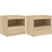 vidaXL Nachtkastjes met LED 2 st 50x40x45 cm sonoma eikenkleurig