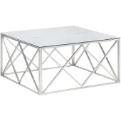 vidaXL Salontafel roestvrijstaal en gehard glas zilverkleurig