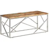 vidaXL Salontafel roestvrij staal en gerecycled hout zilverkleurig