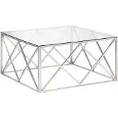 vidaXL Salontafel roestvrijstaal en gehard glas zilverkleurig