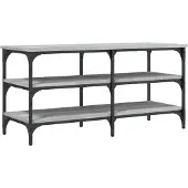 vidaXL Schoenenbankje 100x38,5x49 cm bewerkt hout grijs sonoma