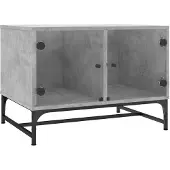 vidaXL Salontafel met glazen deuren 68,5x50x50 cm betongrijs