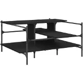 vidaXL - Salontafel - 100x100x48,5 - cm - bewerkt - hout - zwart