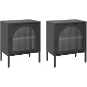vidaXL Nachtkastjes 2 st 50x35x60 cm glas en staal zwart