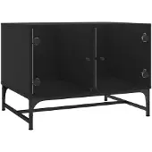 vidaXL Salontafel met glazen deuren 68,5x50x50 cm zwart