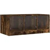 vidaXL Salontafel met glazen deuren 102x50x42 cm gerookt eikenkleurig