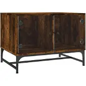 vidaXL Salontafel met glazen deuren 68,5x50x50 cm gerookt eikenkleurig