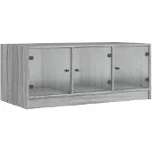 vidaXL Salontafel met glazen deuren 102x50x42 cm grijs sonoma eiken