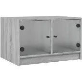 vidaXL Salontafel met glazen deuren 68x50x42 cm grijs sonoma eiken