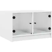 vidaXL Salontafel met glazen deuren 68x50x42 cm wit