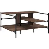 vidaXL Salontafel 100x100x48,5 cm bewerkt hout bruin eikenkleur
