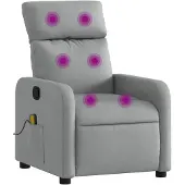 vidaXL Massagestoel verstelbaar stof lichtgrijs