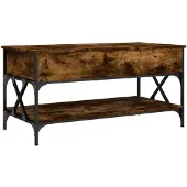 vidaXL Salontafel 100x50x50 cm bewerkt hout en metaal gerookt eiken
