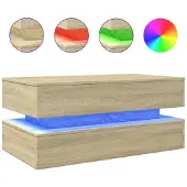 DKD Home Decor Salontafel met LED-verlichting 90x50x40 cm sonoma eikenkleurig