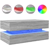 vidaXL Salontafel met LED-verlichting 90x50x40 cm grijs sonoma eiken