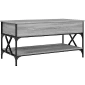 vidaXL Salontafel 100x50x50 cm bewerkt hout en metaal grijs sonoma