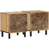 vidaXL Nachtkastjes 2 st 40x33x46 cm massief mangohout