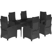 vidaXL 7-delige Tuinset met kussens poly rattan zwart