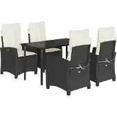 vidaXL 5-delige tuinset met kussens, zwart, van polyrotan