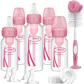 Dr. Brown's Anti-colic Options+ Giftset - Smalle halsfles - roze