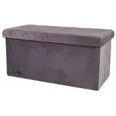Urban Living Hocker bank - poef XXL - opbergbox - donkergrijs - polyester/mdf - 76 x 38 x 38 cm - Poefs