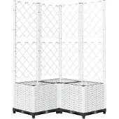 vidaXL Plantenbak met latwerk 80x80x136 cm polypropeen wit