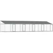 vidaXL Hondenhok met dak en deuren 10x2x2 m gegalvaniseerd staal grijs