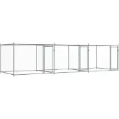 vidaXL Hondenhok met deuren 6x2x1,5 m gegalvaniseerd staal grijs