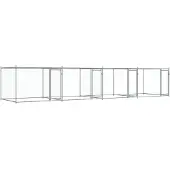 vidaXL Hondenhok met deuren 8x2x1,5 m gegalvaniseerd staal grijs