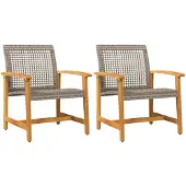 vidaXL Tuinstoelen 2 st poly rattan en acaciahout grijs