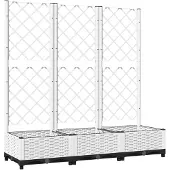 vidaXL Plantenbak met trellis wit 120x40x121,5 cm PP