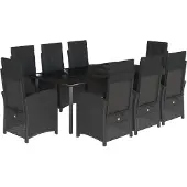 vidaXL 9-delige Tuinset poly rattan zwart