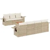 vidaXL 8-delige Loungeset met kussens poly rattan beige