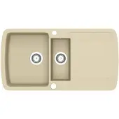 vidaXL Gootsteen dubbele bakken graniet beige