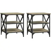 vidaXL Bijzettafels 2 st 40x42x50 cm bewerkt hout sonoma eikenkleurig
