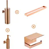 Guido Gusto Toilet accessoires set Copper design met beugel en zeepdispenser