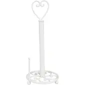 Clayre & Eef Keukenrolhouder Ø 18x39 cm Wit Ijzer Hart Rollenhouder Wit Rollenhouder
